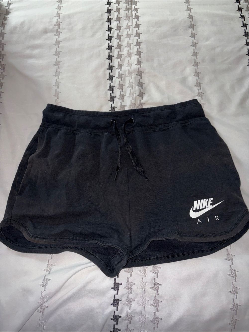 Nike Women's Black Athletic Lounge Shorts with White Logo